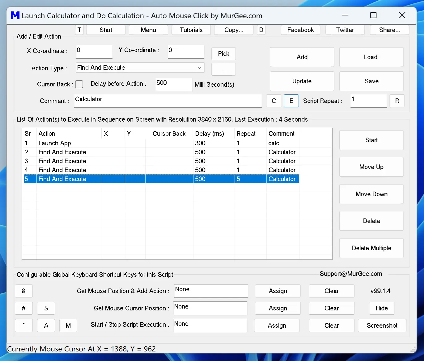 Script to Launch Calculator and perform Calculations by Clicking Buttons